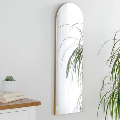 Dunelm Yearn Arched Narrow Full Length Wall Mirror Gold