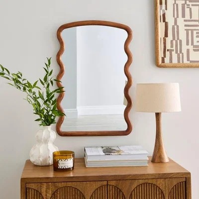 Dunelm Cleo Rectangle Wood Wiggle Wall Mirror