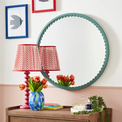 Dunelm Scalloped Forest Green Mirror 70cm Green