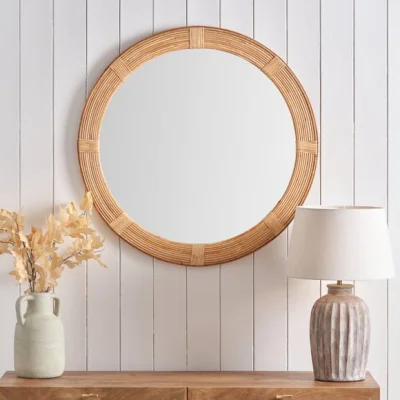 Dunelm Natural Bent Bamboo Frame Round Wall Mirror