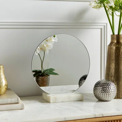 Dunelm Round Marble Base Dressing Table Mirror White