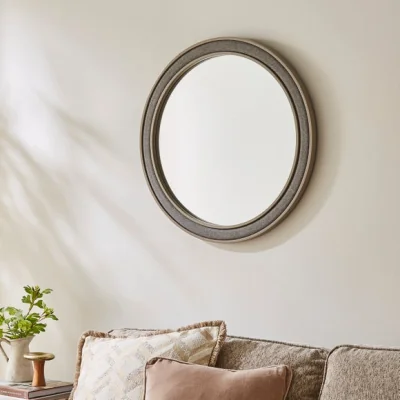Dunelm Luna Fabric Round Wall Mirror