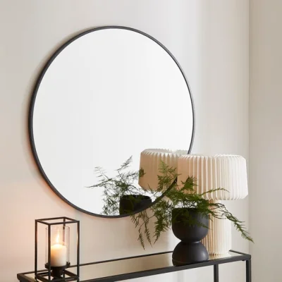 Dunelm Brushed Metal Effect Round Mirror 80cm Pewter