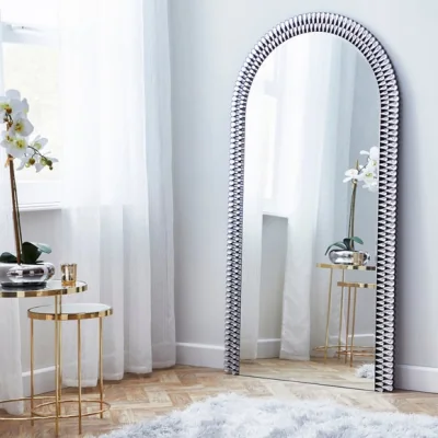 Dunelm Glam Gem Edge Arched Full Length Leaner Mirror Silver