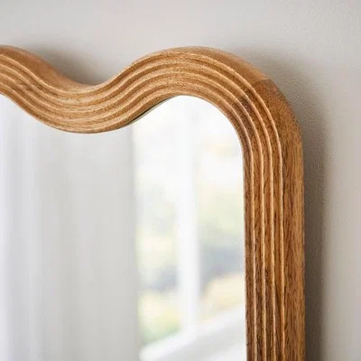 Dunelm Rosa Mango Wood Ribbed Wiggle Rectangle Wall Mirror