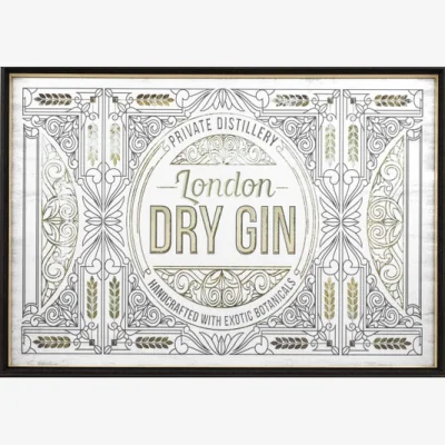 Dunelm Cedar and Sage Antique Printed London Dry Gin Wall Mirror