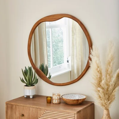 Dunelm Round Pebble Mirror 80cm x 80cm Beige/Black