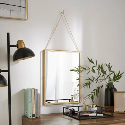 Dunelm London Rectangle Chain Hanging Mirror Gold