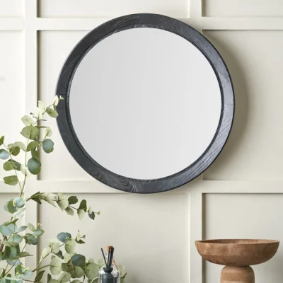 Dunelm Elwood Fir Wood Effect Round Wall Mirror