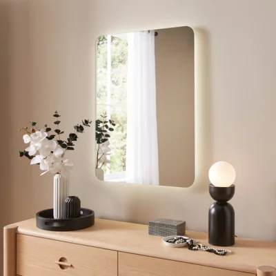 Dunelm Curved Corner Rectangle Light Up Wall Mirror