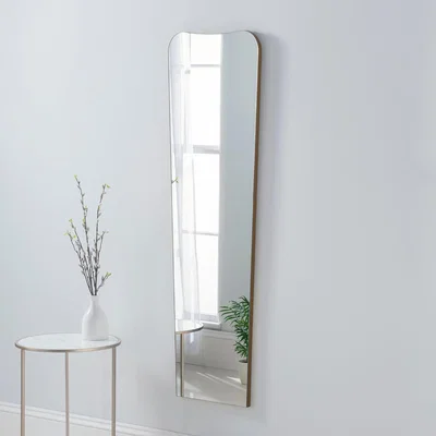 Dunelm Yearn Curved Narrow Full Length Wall Mirror Gold