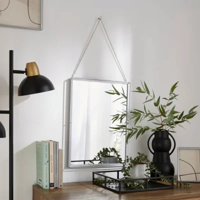 Dunelm London Rectangle Chain Hanging Mirror Silver