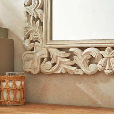 Dunelm Carved Wood Over Mantle Wall Mirror Wood (Brown)