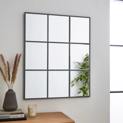 Dunelm Apartment Window Mirror, Grey 85x70cm Grey