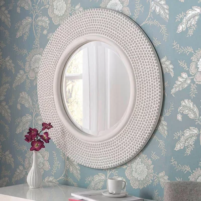 Dunelm Yearn Round Beaded Mirror 79x79cm White