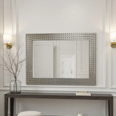 Dunelm Yearn Hammered Frame Bevelled Rectangle Wall Mirror