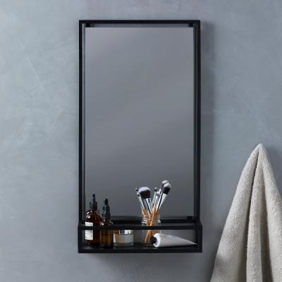 Dunelm London Rectangle Wall Mirror with Shelf Matt Black