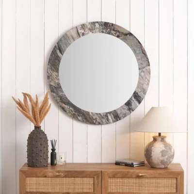 Dunelm Jade Marble Effect Veneer Round Wall Mirror