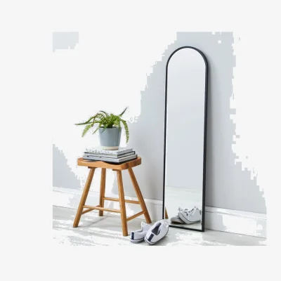 Dunelm Apartment Narrow Arch Leaner Mirror, Black 115x30cm Silver