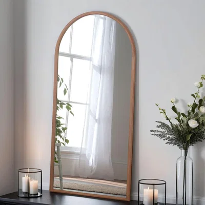 Dunelm Yearn Solid Oak Arched Full Length Leaner Wall Mirror Natural