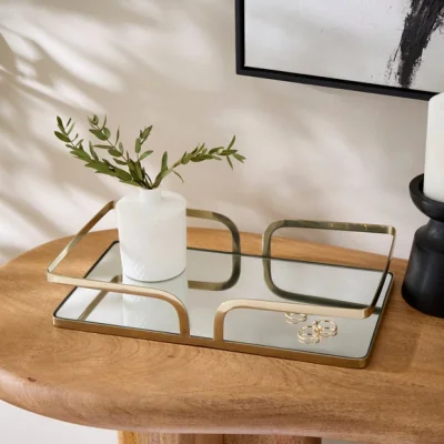 Dunelm Gold Rectangular Mirrored Tray
