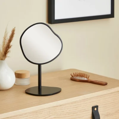 Dunelm Curves Black Small Pedestal Mirror Black