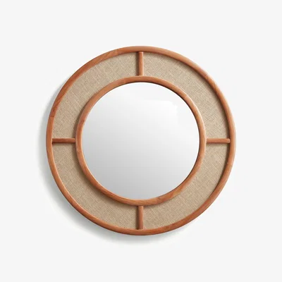 Dunelm Churchgate Hessian Round Wall Mirror Natural