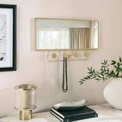 Dunelm Decorative Rectangle Wall Mirror With Hooks