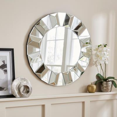 Dunelm 3D Geometric Edge Round Wall Mirror