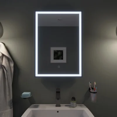 Dunelm Burley Rectangle Framed LED Mirror, Black 50x70cm Black