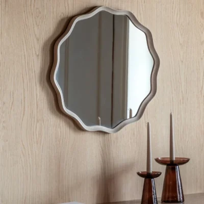 Dunelm Cedar and Sage Seabrook Wave Round Wall Mirror