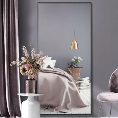 Dunelm Artus Aluminium Edged Wall Leaner Mirror Black