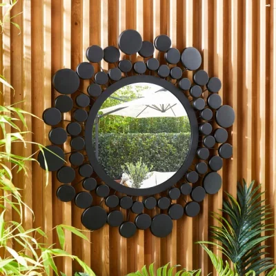 Dunelm Amazonica Circles Round Indoor and Outdoor Mirror Black