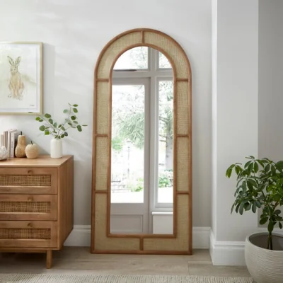 Dunelm Churchgate Hessian Arched Full Length Leaner Mirror Natural