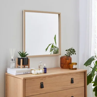 Dunelm Essentials Square Mirror, Wood Effect 55cm Wood (Brown)