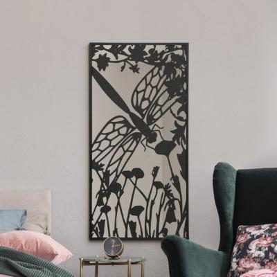 Dunelm Kirkby Dragonfly Silhouette Rectangle Indoor Outdoor Wall Mirror