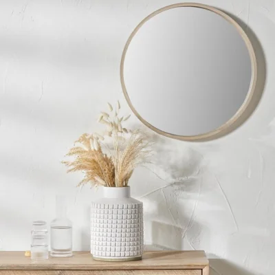 Dunelm Wood Veneer Slim Frame Round Wall Mirror