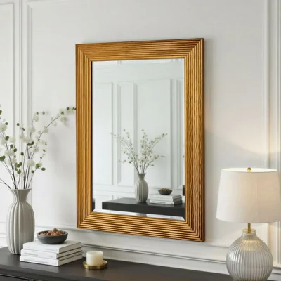 Dunelm Yearn Wave Framed Bevelled Rectangle Wall Mirror