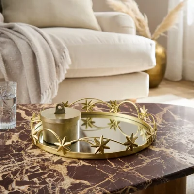 Dunelm Star Frame Mirrored Decorative Tray