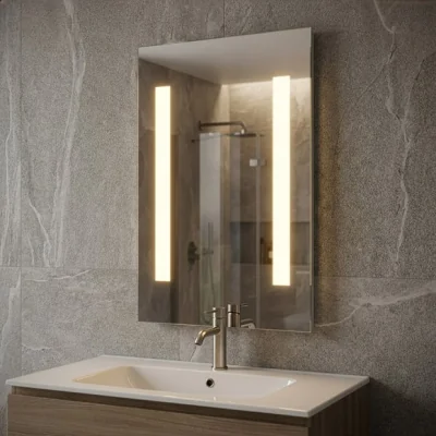 Dunelm Malham Battery Operated Light-Up Mirror, 30x45cm Clear