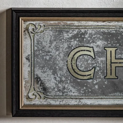 Dunelm Cedar and Sage Antique Printed Champagne Wall Mirror