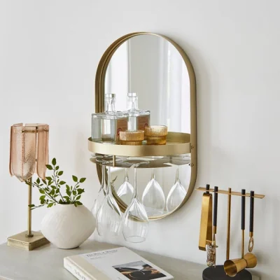 Dunelm Oval Cocktail Bar Shelf with Mirror