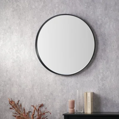 Dunelm Wood Veneer Deep Edge Round Wall Mirror