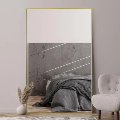Dunelm Artus Aluminium Edged Wide Wall Leaner Mirror Gold