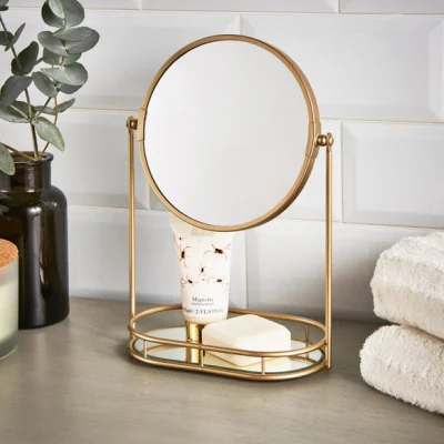 Dunelm Modern Luxe Pedestal Mirror Brushed Bronze