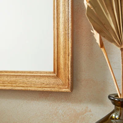 Dunelm Ribbed Square Wall Mirror Wood (Brown)