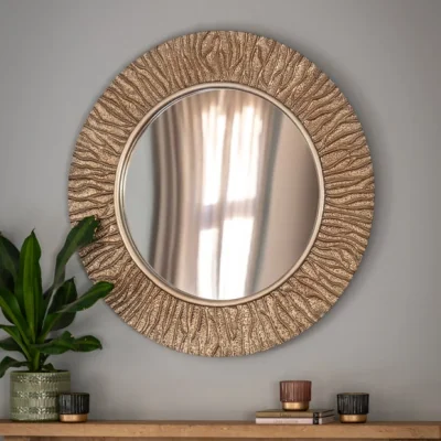 Dunelm Cedar and Sage Solara Round Wall Mirror