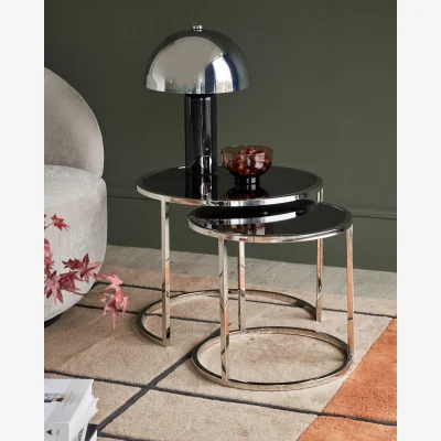 Danetti Thea Smoked Mirror Nest Of Tables