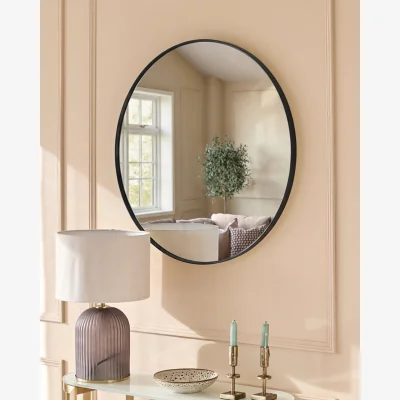 Danetti Yannis black large round wall mirror