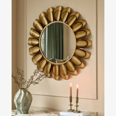 Danetti Arani gold round wall mirror